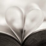 Book pages forming a heart